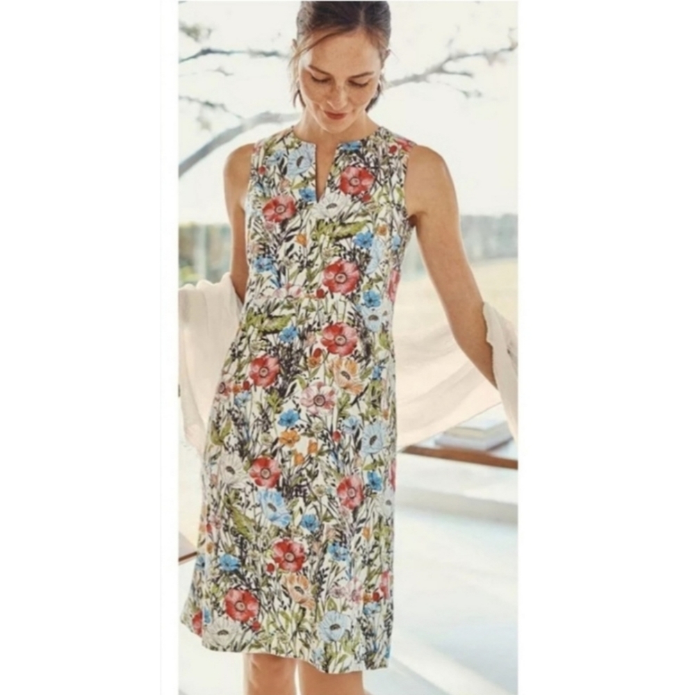 J. Jill Green and White Sleeveless Halter Midi Dress